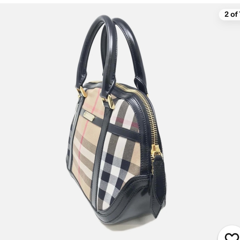 Burberry London Sartorial House Check Black Top Handle Bowling Bag